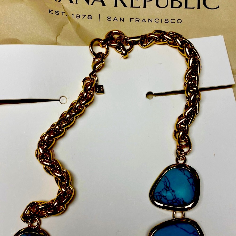 Banana Republic Luxe Turquoise Beach Statement Necklace NeverUsed - Picture 2 of 8